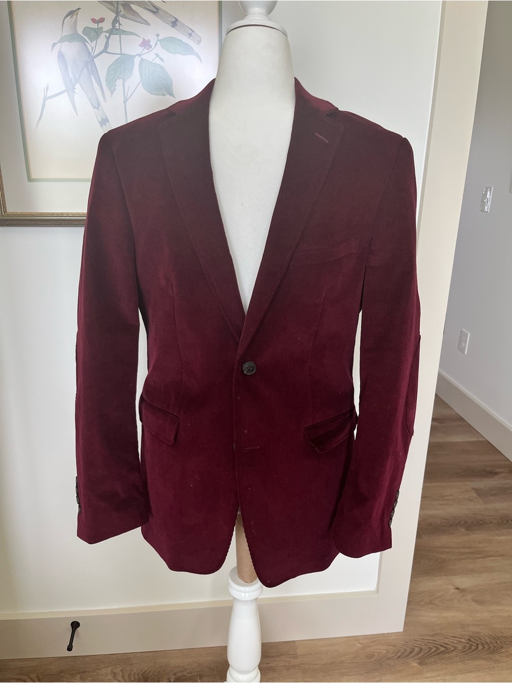 crown & ivy Burgundy Corduroy Blazer - Single-Button Sport Coat